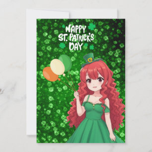 Cartes Pour Fêtes Annuelles Jour de la Saint-Patrick mignon, fille anime irlan