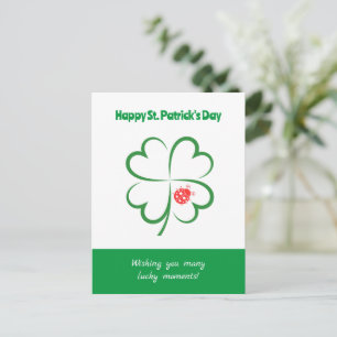 Cartes Pour Fêtes Annuelles Jour de la Saint Patrick minimaliste, 4 trèfle, co