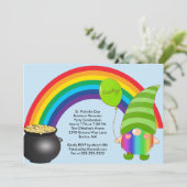 Cartes Pour Fêtes Annuelles Jour de la Saint Patrick Rainbow Gnomies Invitatio (Debout devant)
