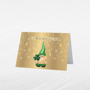 Cartes Pour Fêtes Annuelles Jour de la Saint Patrick Shamrock Gnome Gold Light