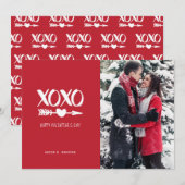 Cartes Pour Fêtes Annuelles Jour de la Saint Valentin Rouge & Blanc XOXO (Devant / Derrière)
