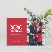 Cartes Pour Fêtes Annuelles Jour de la Saint Valentin Rouge & Blanc XOXO (Debout devant)