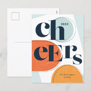 Cartes Pour Fêtes Annuelles Jour de l'An Abstrait Orange Seafoam