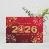 Cartes Pour Fêtes Annuelles Jour de l'An chinois de l'or rouge du lapin (Debout devant)