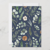 Cartes Pour Fêtes Annuelles Jour de Noël bleu feuillage minimal moderne (Dos)