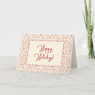 Cartes Pour Fêtes Annuelles Jour de Noël du Doodle Rouge Whimsical tiré à la m