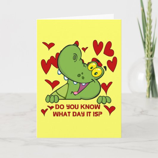 Cartes Pour Fêtes Annuelles Jour de Valentines d'alligator (Devant)