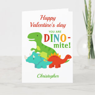 Cartes Pour Fêtes Annuelles Jour des enfants Valentines Dinosaur Dino-mite