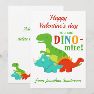 Cartes Pour Fêtes Annuelles Jour des enfants Valentines Dinosaur Dino-mite Pla
