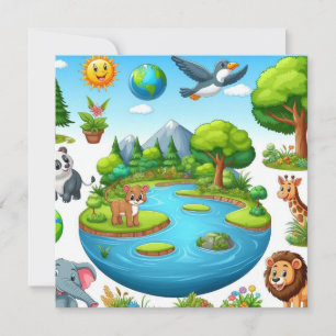 Cartes Pour Fêtes Annuelles Jour des terres heureux - Planète d'eau d'arbre ve