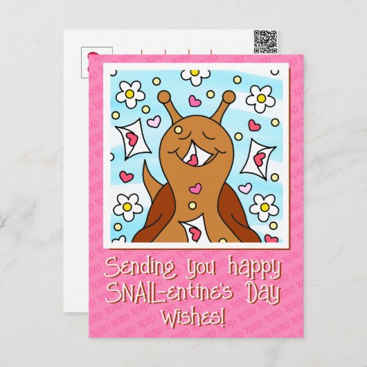 Cartes Pour Fêtes Annuelles Jour des Valentines aux escargots | (Devant / Derrière)