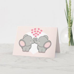 Cartes Pour Fêtes Annuelles Jour des Valentines de l'Amour des Éléphants
