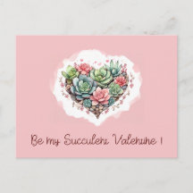 Jour des Valentines du Coeur Succulent Rose Cute