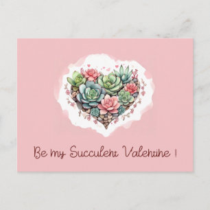 Cartes Pour Fêtes Annuelles Jour des Valentines du Coeur Succulent Rose Cute
