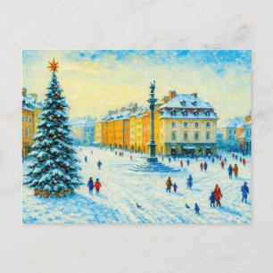 Cartes Pour Fêtes Annuelles Jour d'hiver à Varsovie - peinture à l'huile avec
