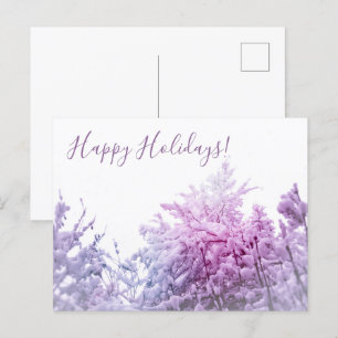Cartes Pour Fêtes Annuelles Jour d'hiver rose teinté Snowy arbres