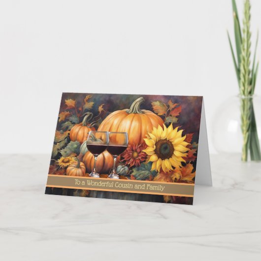 Cartes Pour Fêtes Annuelles Jour du Cousin et du Bon thanksgiving familial (Devant)
