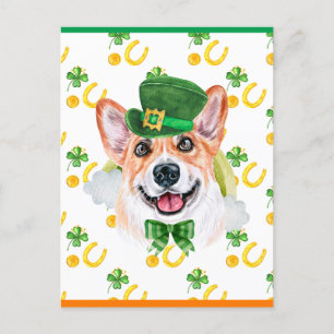 Cartes Pour Fêtes Annuelles Jour du Shamrock du Chien de Corgi Saint-Patricks