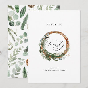 Cartes Pour Fêtes Annuelles Jour férié de la couronne de feuillage minimal mod