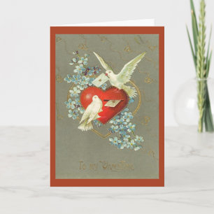 Cartes Pour Fêtes Annuelles Jour vintage de colombes et de Valentines de coeur