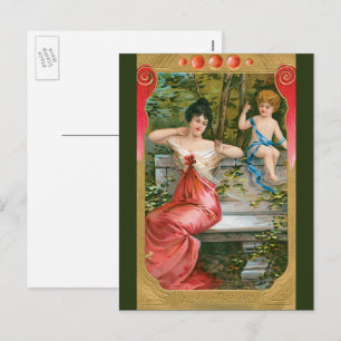 Cartes Pour Fêtes Annuelles Jour vintage des Valentines, dame victorienne avec