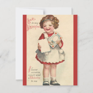 Cartes Pour Fêtes Annuelles Jour vintage des Valentines, Lettre fille avec amo