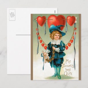 Cartes Pour Fêtes Annuelles Jour vintage des Valentines Victoriennes, Garçon a