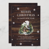 Cartes Pour Fêtes Annuelles Journal Cabine Joyeux Noël Flocon de neige en bois (Devant / Derrière)