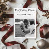 Cartes Pour Fêtes Annuelles Journal Noël Joyeux et marié photo mariée