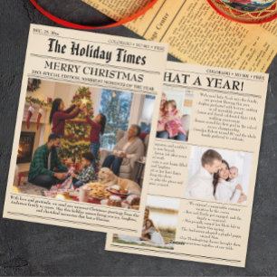 Cartes Pour Fêtes Annuelles Journal vintage Famille Noël année en revue