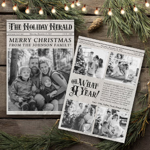 Cartes Pour Fêtes Annuelles Journal vintage What A Year Photo Christmas