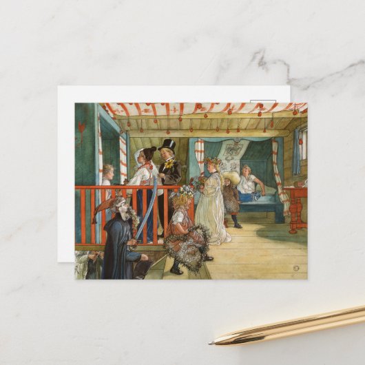 Cartes Pour Fêtes Annuelles Journée de célébration par Carl Larsson (Devant/Arrière en situation)