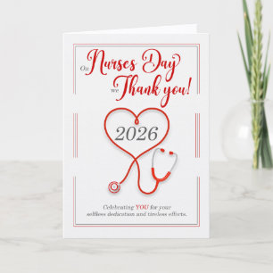 Cartes Pour Fêtes Annuelles Journée des infirmières 2026 Merci Cœur Rouge Stét