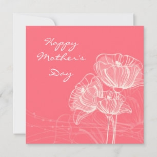 Cartes Pour Fêtes Annuelles Journée des mères de fleurs linéaires peintes à la