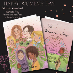 Cartes Pour Fêtes Annuelles Journée internationale des femmes Pink Watercolor