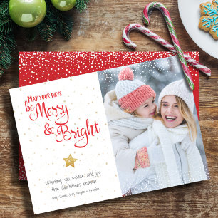Cartes Pour Fêtes Annuelles Jours de Noël Soyez Joyeux et Lumineux Étoile Doré