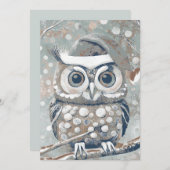Cartes Pour Fêtes Annuelles Jours d'hiver de chouette mignon gris neutres blan (Devant / Derrière)