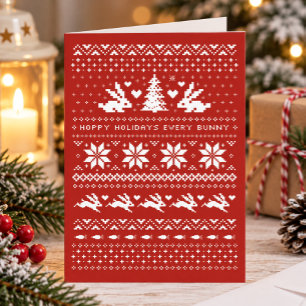 Cartes Pour Fêtes Annuelles Jours fériés de Noël de Cute Bunnies Motif Hoppy