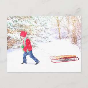 Cartes Pour Fêtes Annuelles Jours fériés de Noël pour le garçon de traîneau à