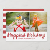 Cartes Pour Fêtes Annuelles Jours fériés Rouge Script Noël MultiPhoto (Devant / Derrière)