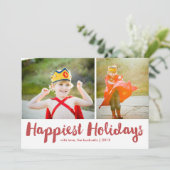 Cartes Pour Fêtes Annuelles Jours fériés Rouge Script Noël MultiPhoto (Debout devant)