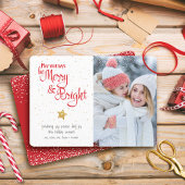 Cartes Pour Fêtes Annuelles Jours Photo Soyez Merry Bright Gold Star Rustique