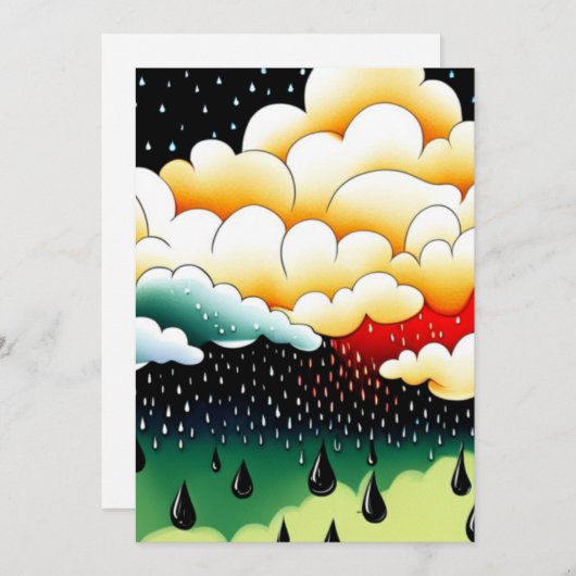 Cartes Pour Fêtes Annuelles Jours pluvieux (Devant / Derrière)