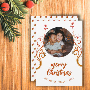 Cartes Pour Fêtes Annuelles Jovely Family Photo Red Foliing Joyeux Noël