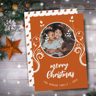 Cartes Pour Fêtes Annuelles Jovely Family Photo White Foliing Joyeux Noël