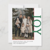 Cartes Pour Fêtes Annuelles JOY ! 1 Photo, Blanc, Rouge, Vert, Classique (Devant)