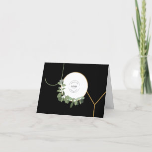 Cartes Pour Fêtes Annuelles Joy abstrait noir avec logo de couronne moderne me