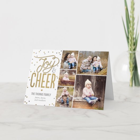 Cartes Pour Fêtes Annuelles Joy and Cheer Holiday Photo Greeting Card (Devant)