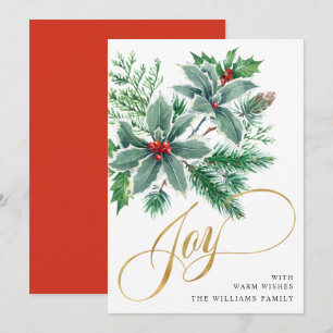 Cartes Pour Fêtes Annuelles JOY Branche de houx à baies Noël Message de vœux