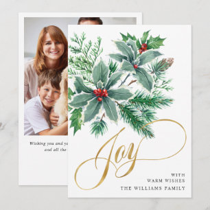 Cartes Pour Fêtes Annuelles JOY Branche de houx à baies Noël PHOTO